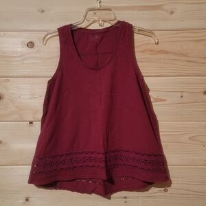 LOFT Women's Purplish Pink Lace Trim Tank Top Size S 17x22